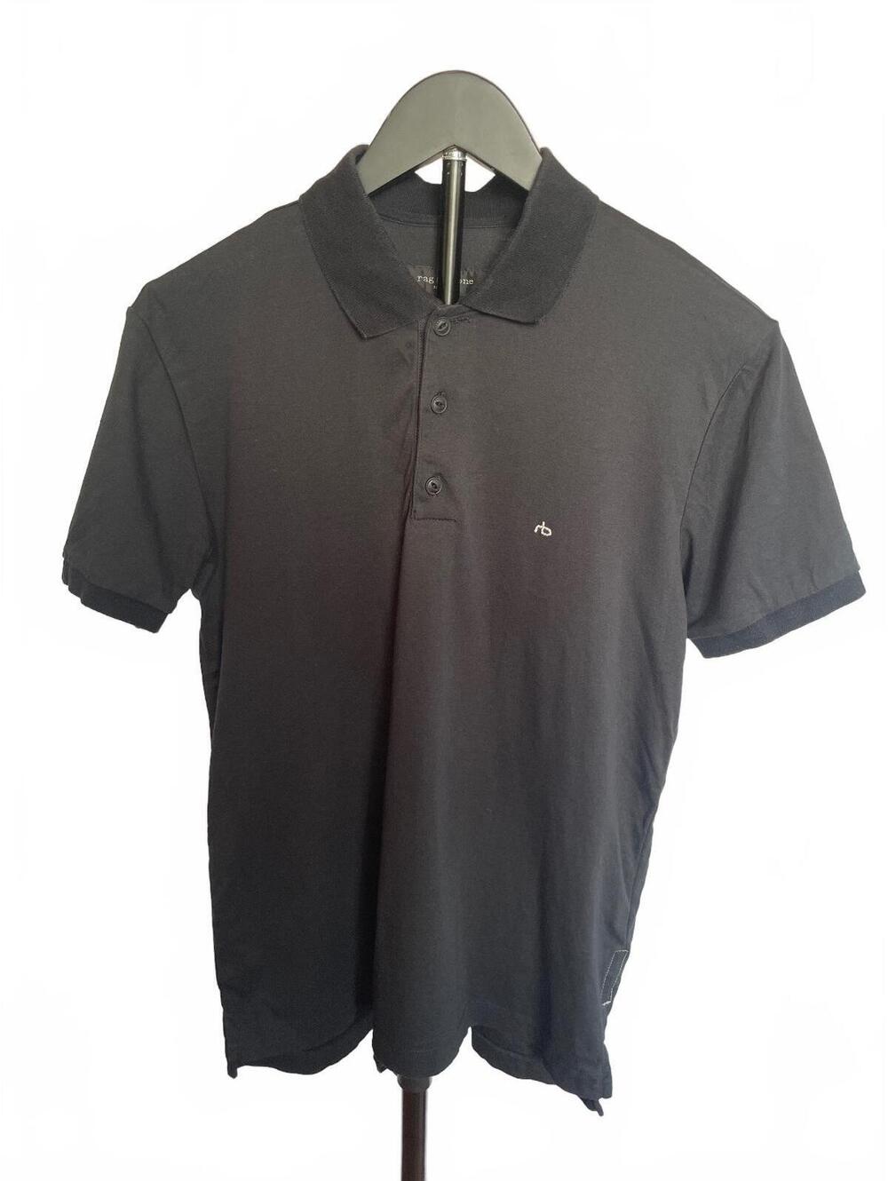 rag & bone Men's Black Cotton Polo Shirt Short Sleeve XS